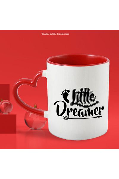 StoryGift Romania Baby mug with the text in English "Little dreamer" - little dreamer with Ma, Cu, STG