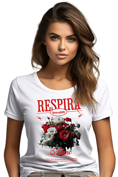 StoryGift Romania Tricou Femei Vaza Cu Flori - Respira Adanc, Cu Imprimeu Pe ...