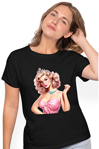 StoryGift Romania Tricou Femei Cu O Femeie Frumoasa, Barbie, Ilustratie, Roch...