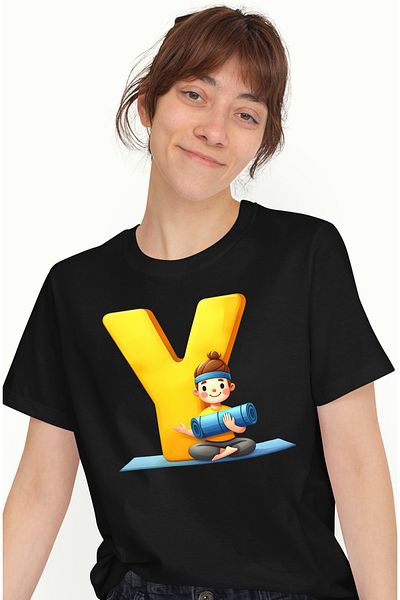 StoryGift Romania Women's T-Shirt With A Man Preparing For A Yoga Session, Illustration, L Blk_l