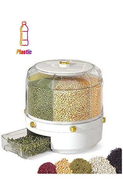 Generic Grain Storage Container Dispenser, 360° Rotating Food Dispenser