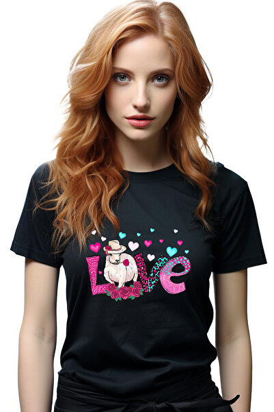 StoryGift Romania Tricou Femei Cu Oaie Care Tine In Gura Un Trandafir Cu Mesa...