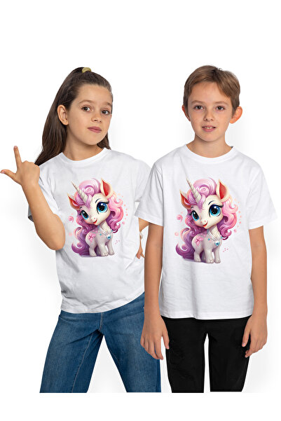 StoryGift Romania Tricou Copii Cu Un Unicorn Fericit, Ilustratie, Coama Lunga...