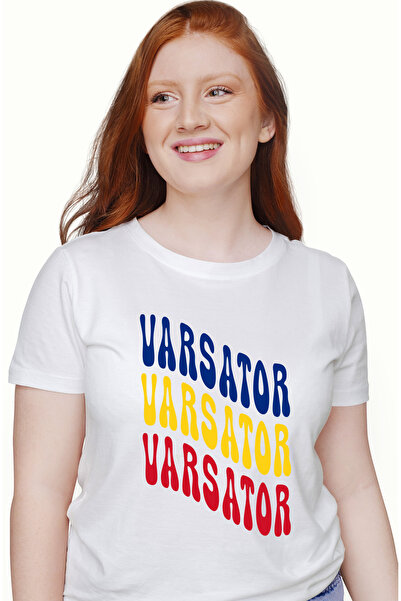 StoryGift Romania Tricou Femei Cuvantul Varsator, In Culorile Steagului Romaniei, Rosu, Galben, Al Wht_l