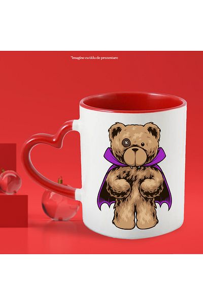StoryGift Romania Mug With Teddy Bear, Vampire, Cape, Halloween, Multicolor 330 ml, Ceramic with Man, With ,STG