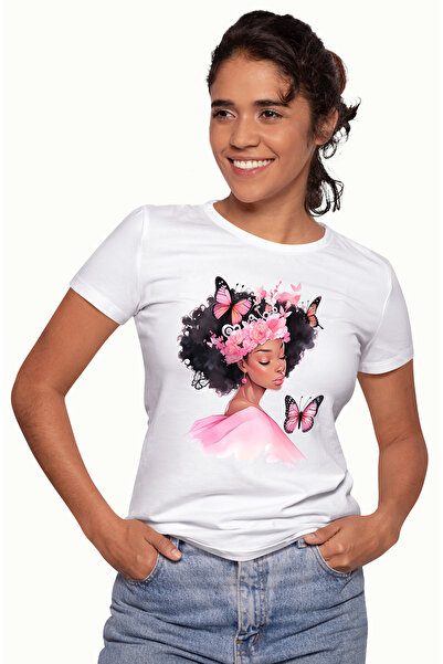 StoryGift Romania Tricou Femei Cu O Fata De Culoare, Draguta, Ilustratie, Abs...