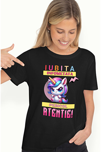 StoryGift Romania Tricou Femei Unicorn Suparat Text Haios Iubita Infometata A...