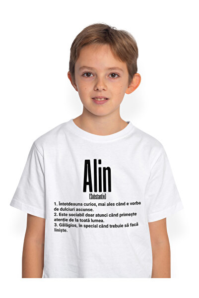 StoryGift Romania Tricou Copii Baieti Cu Numele Alin, Cu Mesaj Amuzant, Curio...