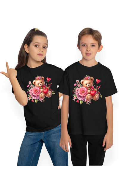 StoryGift Romania Tricou Copii Cu Un Ursulet De Plus, Ilustratie, Inimioare, ...