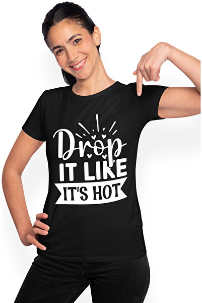 StoryGift Romania Tricou Femei Cu Inimioare Si Mesajul "drop It Like It's Hot" - Arunc-o Ca Si Cum Blk_l
