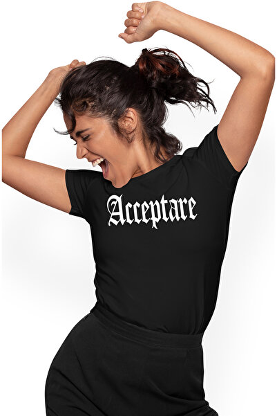 StoryGift Romania Tricou Femei Acceptare, Mesaj Motivational, Cuvant, Text In...