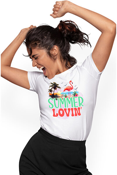 StoryGift Romania Tricou Femei Cu Mesajul "summer Lovin'", Vara, Vacanta, Rel...