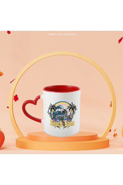 StoryGift Romania Mug with the message "Beach Bum", summer, vacation, relaxation, holiday, illustration, beach, With ,STG.