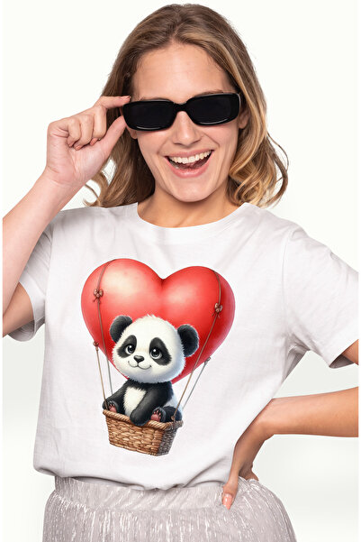 StoryGift Romania Tricou Femei Cu Un Urs Panda Care Se Plimba Cu Un Balon Cu ...