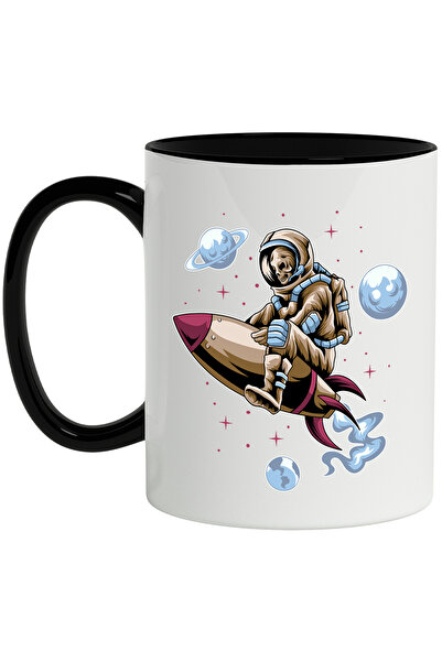 StoryGift Romania Cana Cu Astronaut, Racheta, Schelet, Planete, Stele, Sci Fi, Multicolor 330 Ml, , Cu Maner Negru