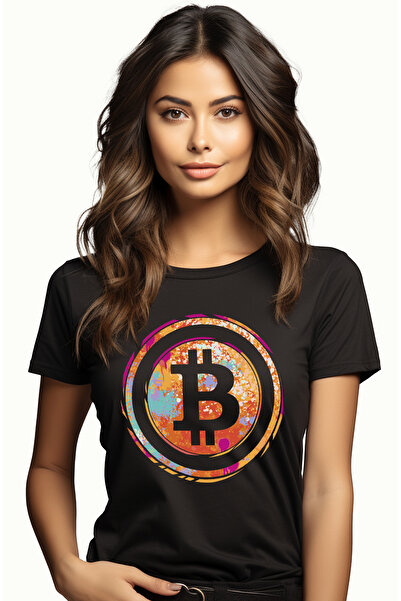 StoryGift Romania Tricou Femei Cu Simbol Bitcoin In Cerc, Crypto, Monede Virtuale, Nft, Investitii Blk_l
