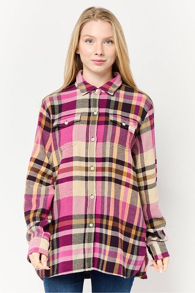 Scotch & Soda Women Spread Collar Long Sleeves Plaid Shirt, Multicolor