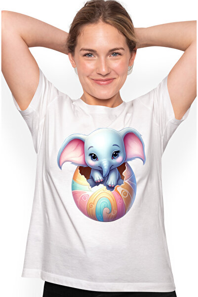 StoryGift Romania Tricou Femei Cu Un Elefant Micut Care Iese Dintr-un Ou Spar...