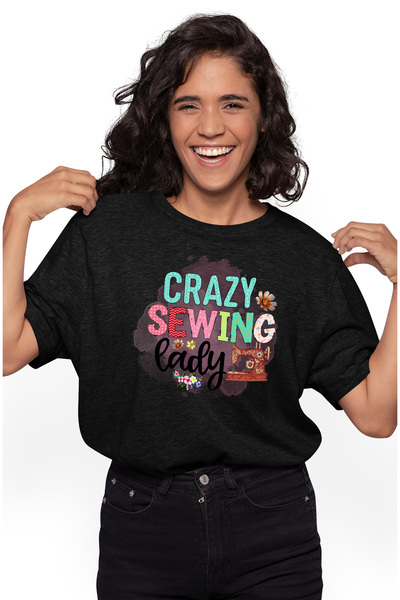 StoryGift Romania Tricou Femei Cu Mesajul "crazy Sewing Lady", Profesie, Ilus...