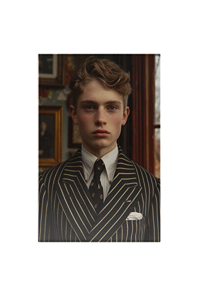 StoryGift Romania Tablou Canvas Băiețel Elegant La Costum Cu Cravată În Picăț...