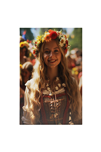 StoryGift Romania Tablou Canvas: Tablu Portret Adolescentă Blondă Și Fundal D...