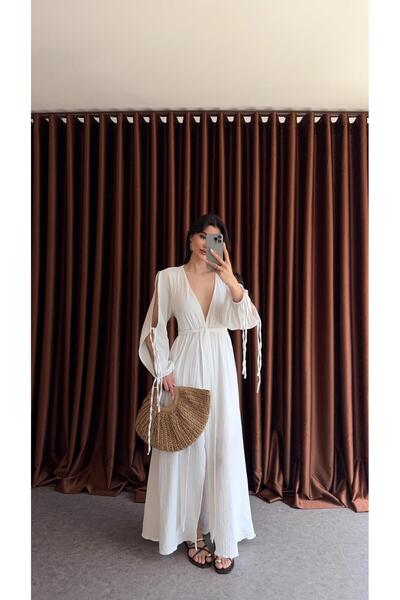 HAZELANNA فستان موسلين أبيض