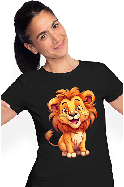 StoryGift Romania Tricou Femei Cu Un Leu Vesel, Ilustratie, Animal Salbatic, ...