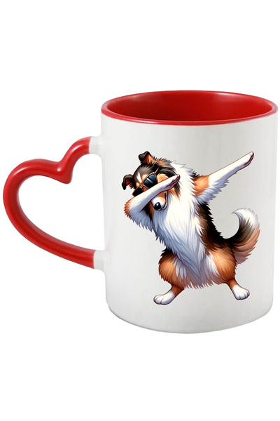 StoryGift Romania Cana Cu Un Caine Care Danseaza | Ilustratie Cu Ochelari | Cel Mai Bun Prieten Al, Cu Maner Inim Stg