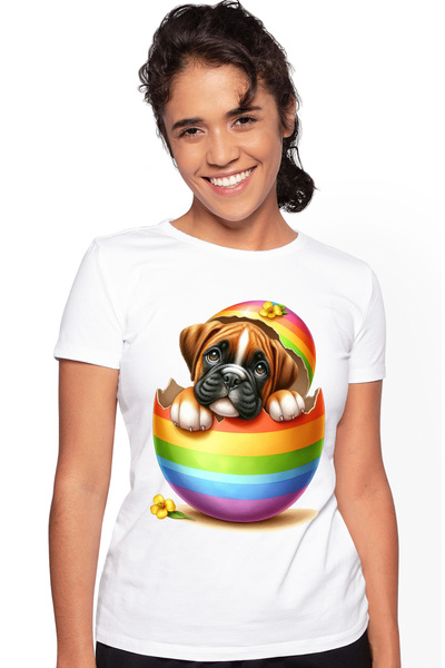 StoryGift Romania Tricou Femei Cu Un Catel Timid Care Iese Dintr-un Ou Spart,...