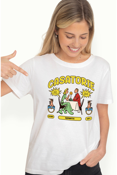 StoryGift Romania Tricou Femei Casatorie Cin Aromantica Sot Sotie O Sa Ma Sup...