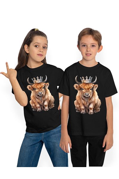 StoryGift Romania Tricou Copii Cu Un Zimbru Serios Care Poarta O Coroana Argintie, Ilustratie, Animal, De Ra
