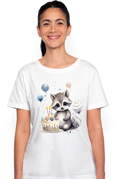 StoryGift Romania Tricou Femei Cu Un Pui De Raton Vesel, Ilustratie, Aniversa...