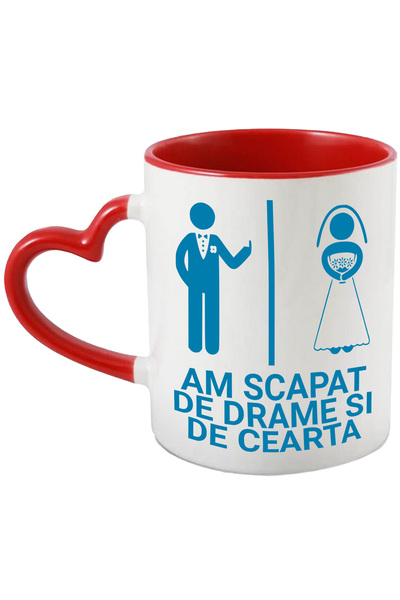 StoryGift Romania Cana Cu Design Haios Ziua Nuntii Cuplu Despartit De Perete Semn Obscen Text Am S, Cu Maner Inim Stg