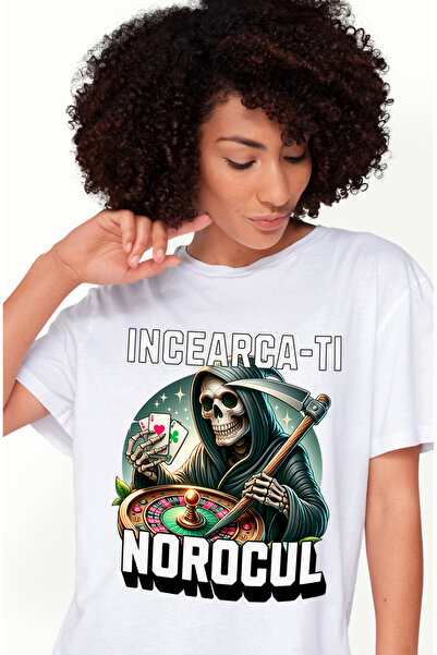 StoryGift Romania Tricou Femei Moartea Cu Coasa, Joc De Noroc, Haios Cu Impri...