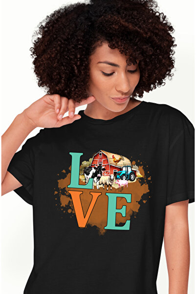 StoryGift Romania Tricou Femei Cu Ferma Cu Mesajul "love", Animale, Tractor, ...