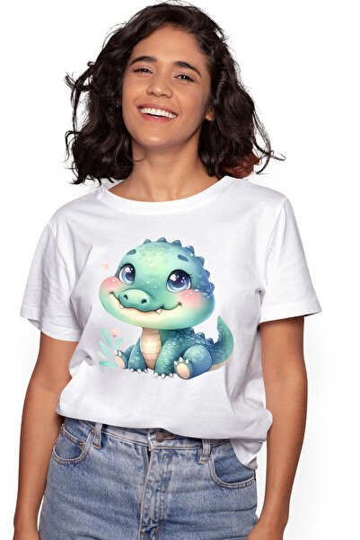 StoryGift Romania Tricou Femei Cu Un Pui De Crocodil, Ilustratie, Vesel, Inim...