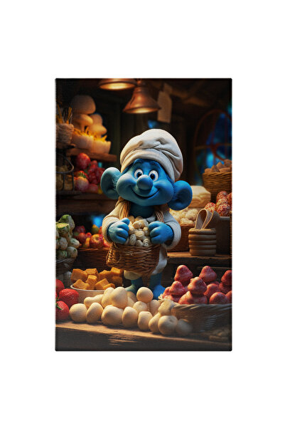 StoryGift Romania Tablou Canvas: Strumf Bucatar Pregatiri Pentru Un Festin Albastru - Fotografie De Personaj Pic