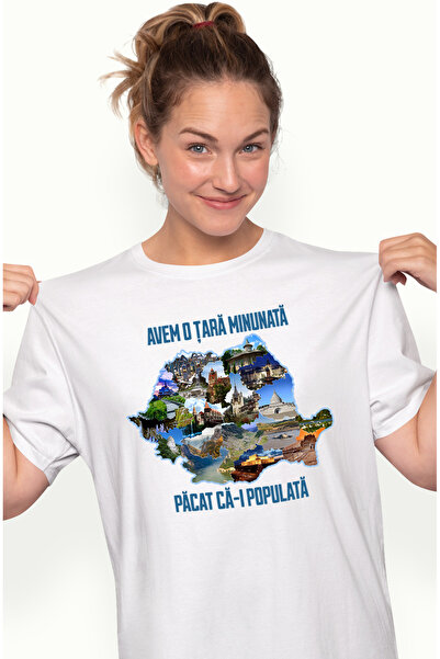 StoryGift Romania Tricou Femei Avem O Tara Minunata Pacat Ca E Populata Roman...
