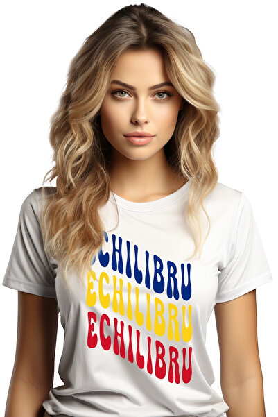 StoryGift Romania Tricou Femei Cuvantul Echilibru, In Culorile Steagului Romaniei, Rosu, Galben, A Wht_m