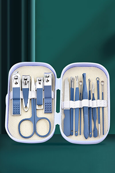 TEMBAY Çantalı Manikür Pedikür Seti 14 Parça El Ayak Tırnak Bakımı Tırnak Makası Profesyonel Full Set