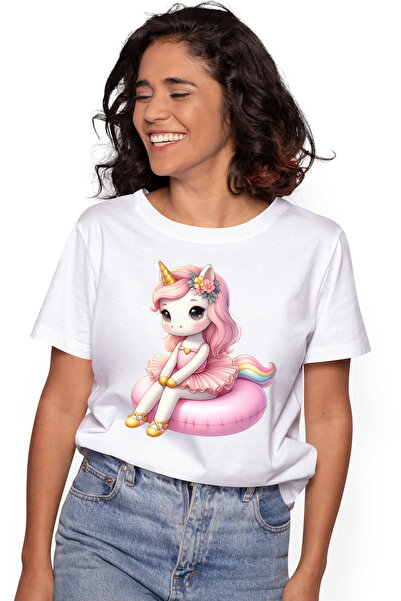 StoryGift Romania Tricou Femei Cu Un Unicorn Rusinos, Ilustratie, Floricele, ...