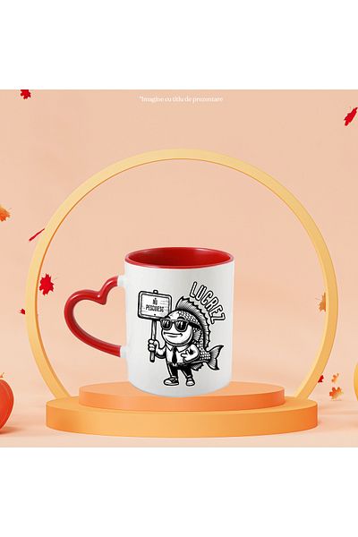 StoryGift Romania Funny Fish Mug with the message I'm Working. Not Fishing, 330ml, Ceramic with Red Heart Handle, With ,STG