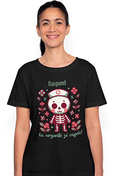 StoryGift Romania Tricou Femei Asistenta Medicala Raspund La Urgente Si Cafea...