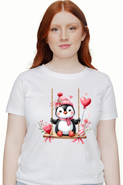 StoryGift Romania Tricou Femei Cu Un Pinguin Care Se Da In Leagan, Ilustratie...