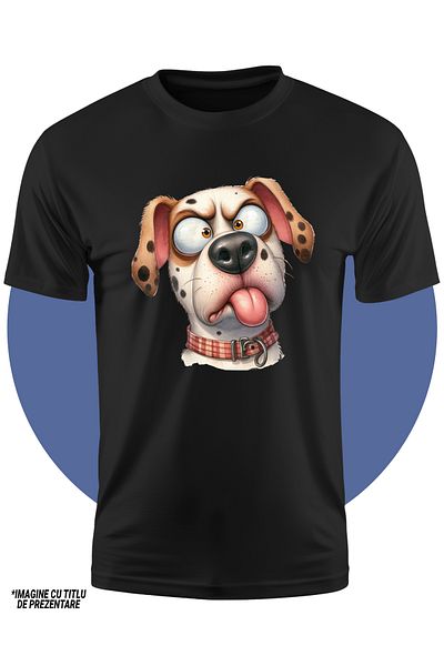 StoryGift Romania Tricou Copii Cu Un Caine Care Se Stramba, Ilustratie, Limba Scoasa, Privire Ciudata, Pare