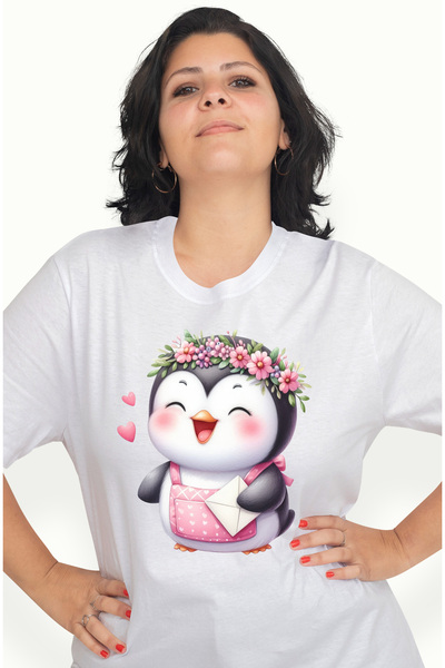 StoryGift Romania Tricou Femei Cu Un Pinguin Vesel, Ilustratie, Plic, Bucurie...