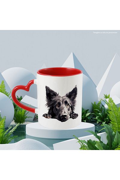 StoryGift Romania Mug With A Disappointed Black Dog | Looking Sad | Illustration | For Lovers, With ,stg