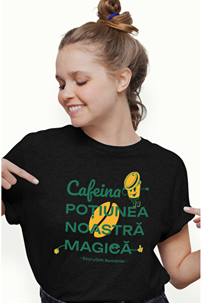StoryGift Romania Tricou Femei Cafeina – Potiunea Noastra Magica Energie Viat...