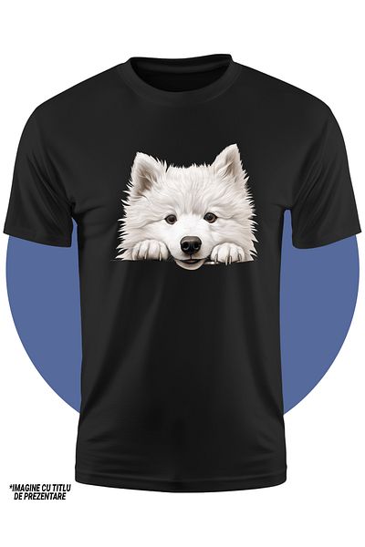 StoryGift Romania Tricou Copii Cu Un Caine Alb Care Priveste Curios, Ilustratie, Vrea Sa Afle, Gheare, Labut