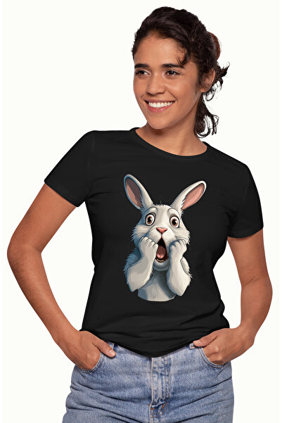 StoryGift Romania Tricou Femei Cu Un Iepure Socat, Ilustratie, Speriat, Nu A ...